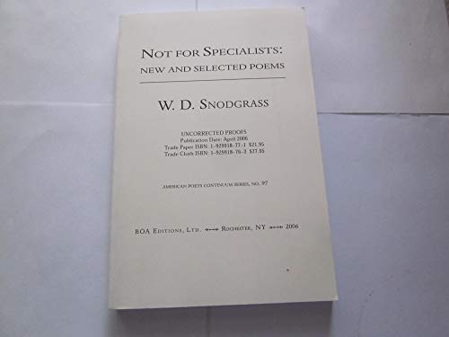cover image Not for Specialists: New and Selected Poems